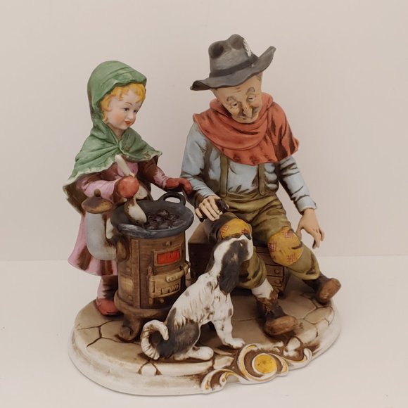 Handgemalt Royal Meridian [Deutsche Noritake] Old Man, Dog, Young Girl Cooking - Picture 7 of 9